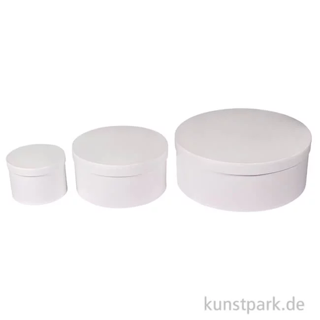Artikelbild 1 des Artikels “Pappmache Boxen Set Rund, Weiß, 3 Größen sortiert “