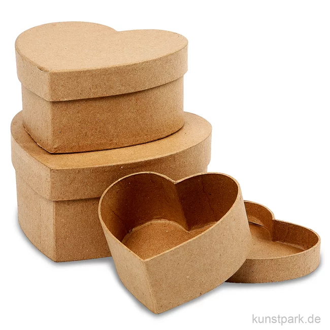 Artikelbild 1 des Artikels “Pappschachtel-Set - Herz, handgearbeitet, 3 Stück sortiert “
