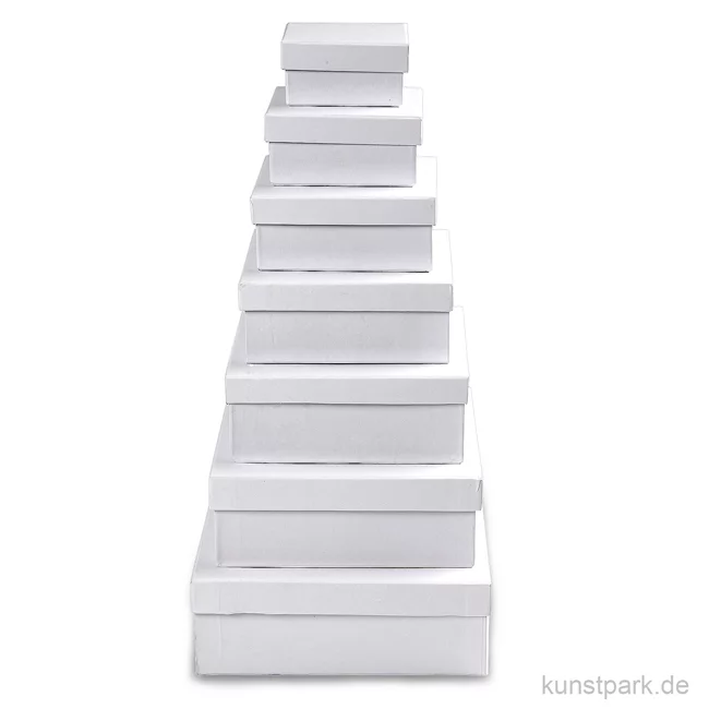 Artikelbild 1 des Artikels “Pappschachtel-Set - Quadratisch, weißer Karton, handgearbeitet, 7 Stück “