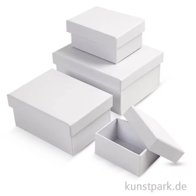 Artikelbild 1 des Artikels “Pappschachtel-Set - Rechteckig, weißer Karton, handgearbeitet, 4 Stück “