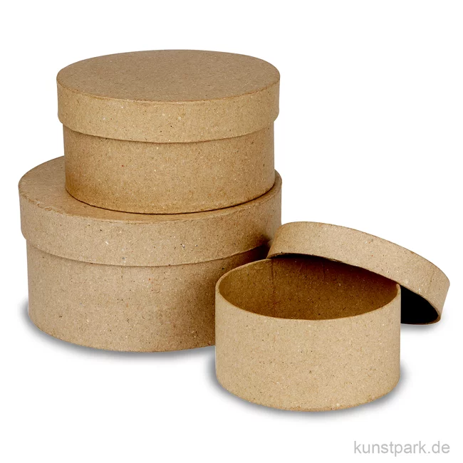 Artikelbild 1 des Artikels “Pappschachtel-Set - rund, handgearbeitet, 3 Stück sortiert “