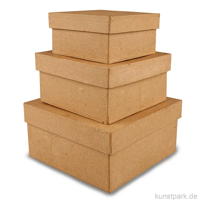 Artikelbild 1 des Artikels “Pappschachtel-Set - viereckig, handgearbeitet, 3 Stück sortiert “
