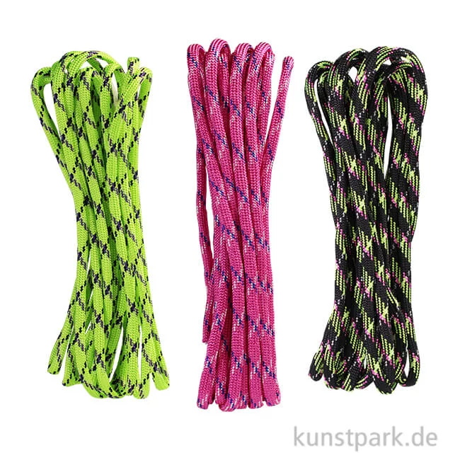 Artikelbild 1 des Artikels “Paracord Set Schwarz-Rosa-Hellgrün, 3x3 Meter, sortiert “
