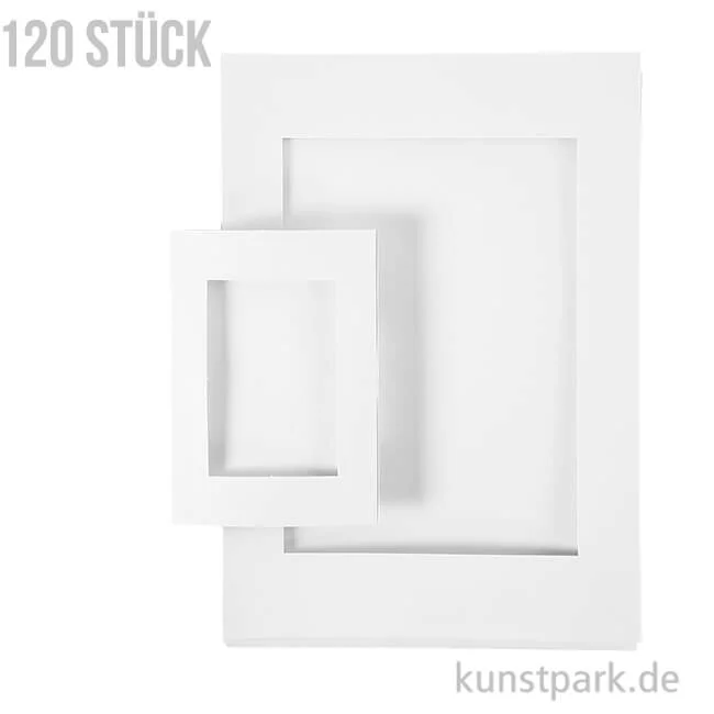 Artikelbild 1 des Artikels “Passepartout-Rahmen - Weiß, DIN A4 und A6, 120 Stück sortiert “