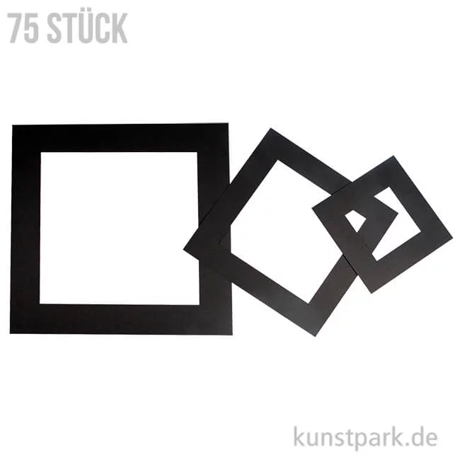 Artikelbild 1 des Artikels “Passepartout-Rahmen - Schwarz, Quadratisch 0,4 mm, 270 g, 75 Stück sortiert “