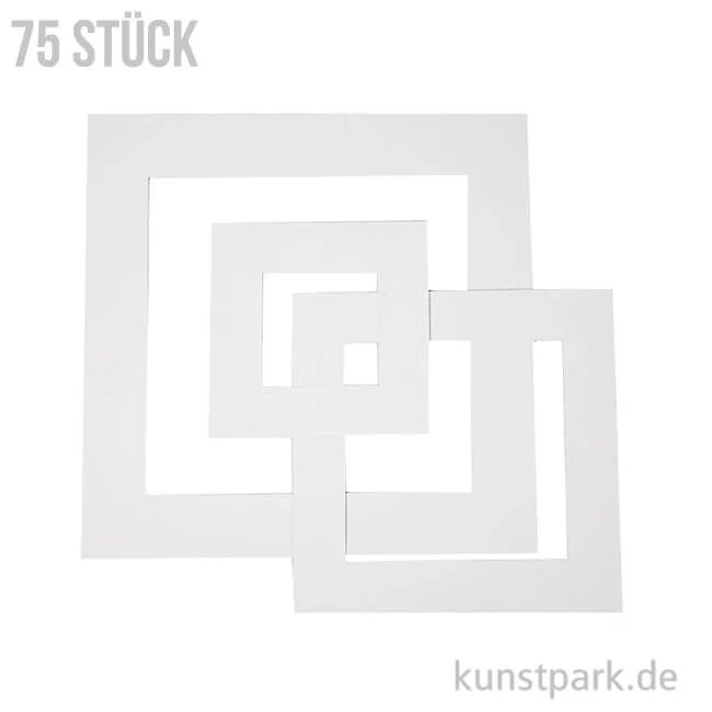 Artikelbild 1 des Artikels “Passepartout-Rahmen - Weiß, Quadratisch 0,4 mm, 270 g, 75 Stück sortiert “