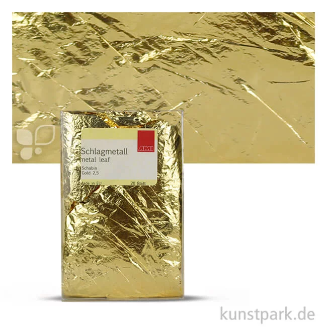 Artikelbild 1 des Artikels “Passione Schlagmetall-Blätter Schabin, 14 x 14 cm, 20 Blatt Gold 2,5“