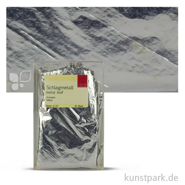 Artikelbild 1 des Artikels “Passione Schlagmetall-Blätter Schabin, 14 x 14 cm, 20 Blatt Silber“