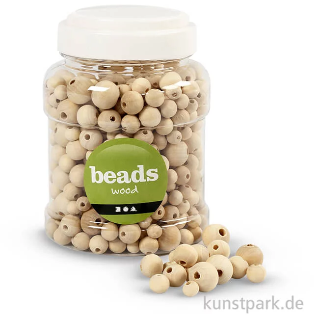 Artikelbild 1 des Artikels “Perlen aus Holz, 8-15 mm, Lochgröße 2-3 mm, 400 ml “