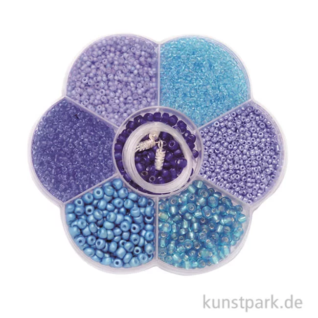 Artikelbild 1 des Artikels “Perlen Mix - Schmuckperlen mit Nylonfaden + Verschlüssen, Blau “