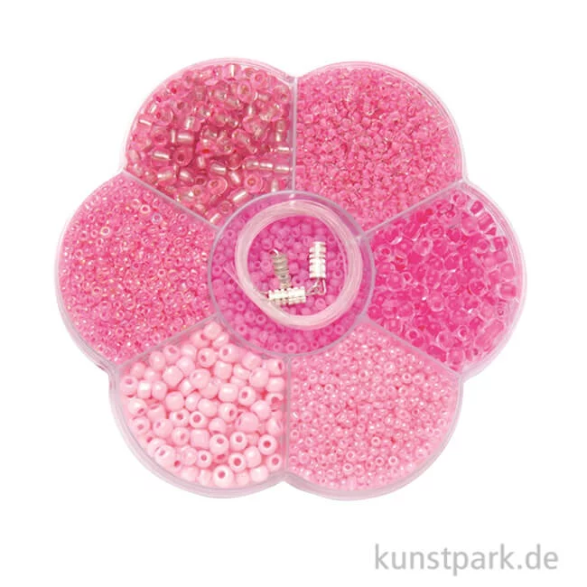 Artikelbild 1 des Artikels “Perlen Mix - Schmuckperlen mit Nylonfaden + Verschlüssen, Rosa “