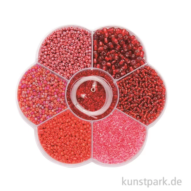 Artikelbild 1 des Artikels “Perlen Mix - Schmuckperlen mit Nylonfaden + Verschlüssen, Rot “