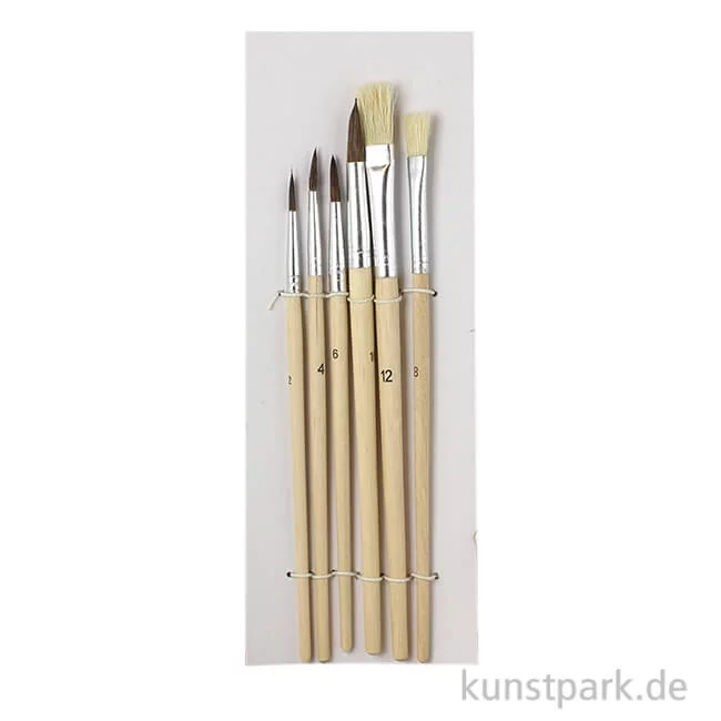 Artikelbild 1 des Artikels “Pinselset - Basic mit 4 Aquarell-2 Borstenpinsel, Stiele Naturholz “