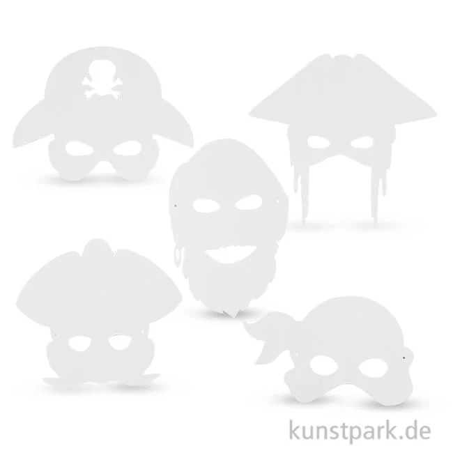 Artikelbild 1 des Artikels “Piraten-Masken aus weißem Karton mit Gummiband, 16 Stück “