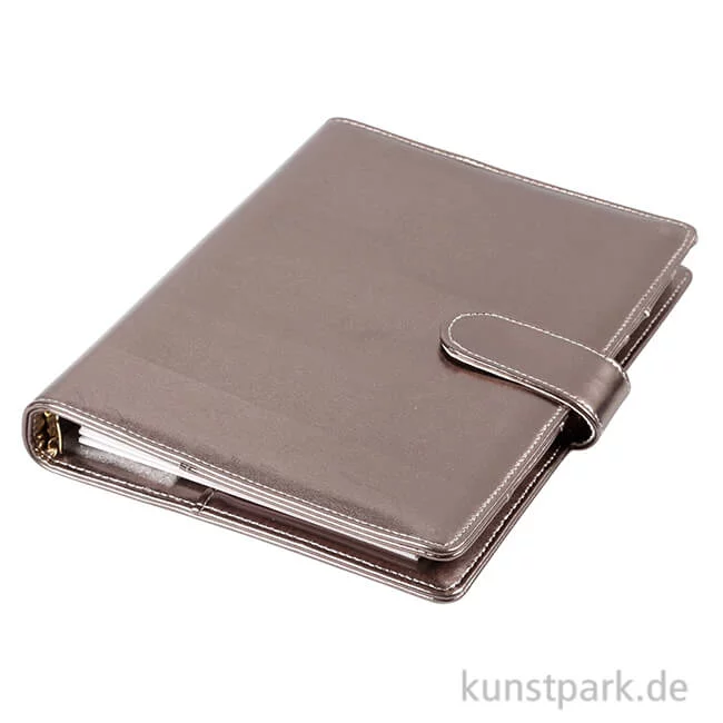Artikelbild 1 des Artikels “Planer Ringbuchformat aus Kunstleder - Metallic Hellgrau “
