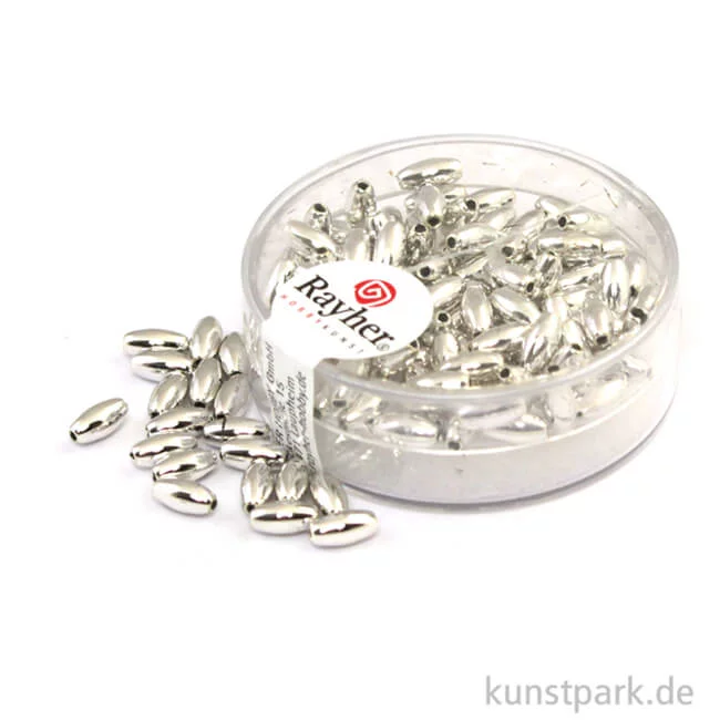 Artikelbild 1 des Artikels “Plastik-Oliven - 6x3 mm - 105 Stück Silber“
