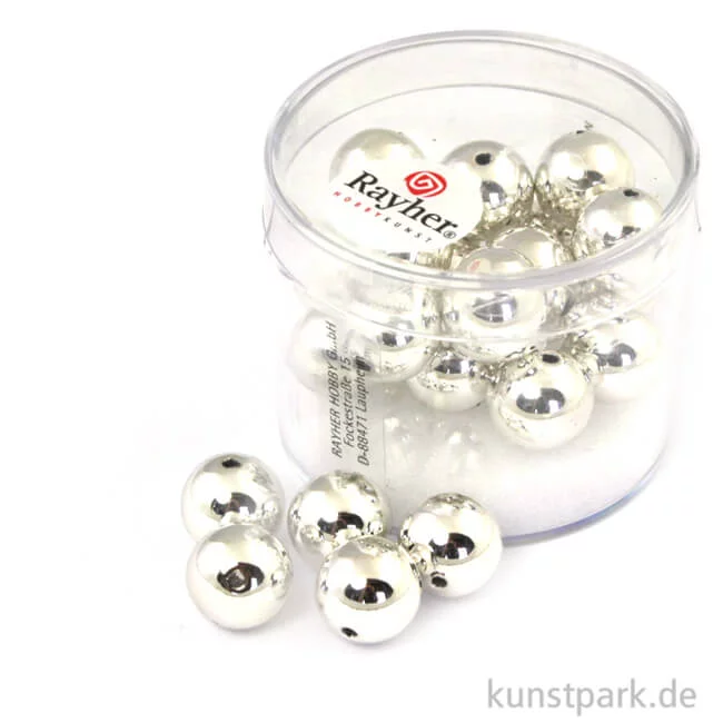 Artikelbild 1 des Artikels “Plastik Rundperlen - Silber Rund | 10 mm - 22 Stück“