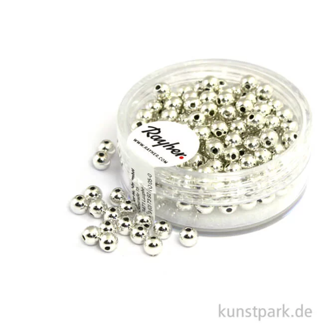 Artikelbild 1 des Artikels “Plastik Rundperlen - Silber Rund | 4 mm - 150 Stück“