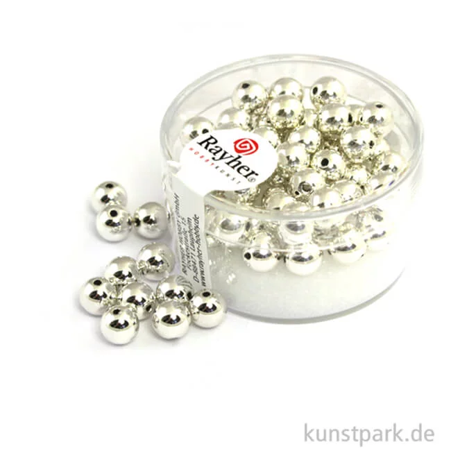 Artikelbild 1 des Artikels “Plastik Rundperlen - Silber Rund | 6 mm - 65 Stück“