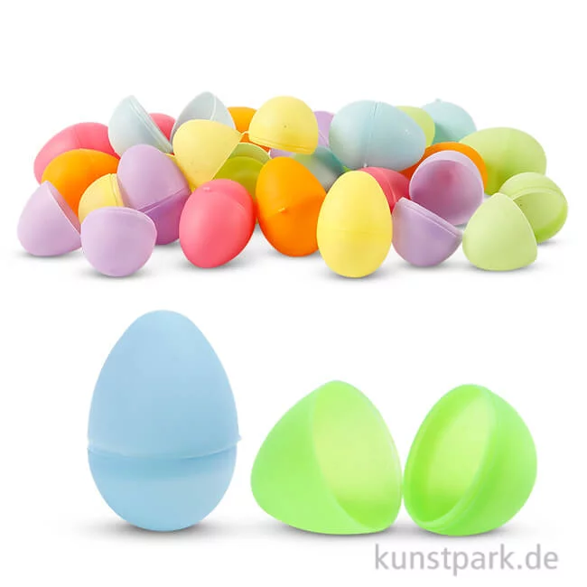 Artikelbild 1 des Artikels “Plastikeier zum Befüllen, 4,5 cm, 24 Stück in Pastellfarben “