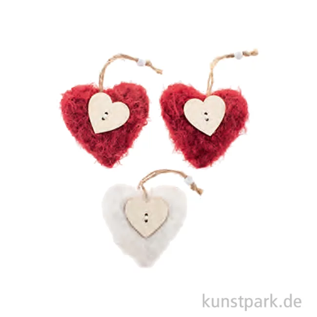 Artikelbild 1 des Artikels “Plüschherzen mit Hänger, Rot, 3 Stück 7,5 x 7,5 x 2 cm “