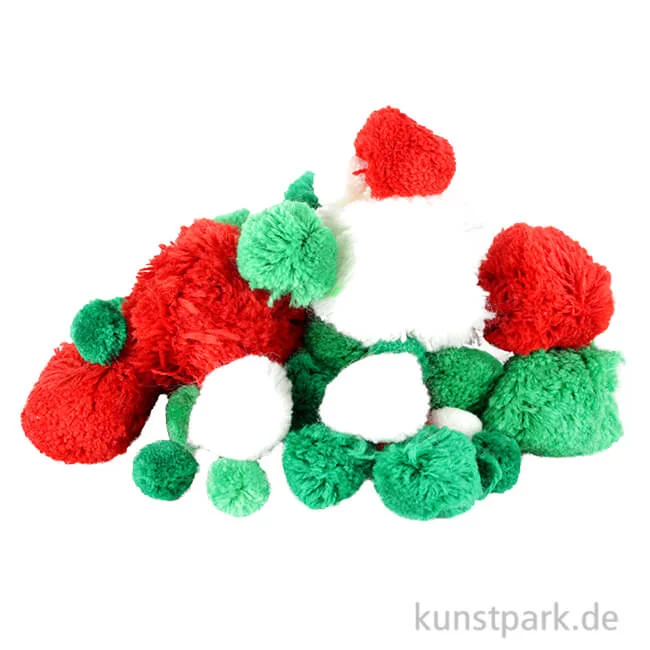 Artikelbild 1 des Artikels “Pompon-Mix - Klassische Weihnachten, 60 Stück sortiert “