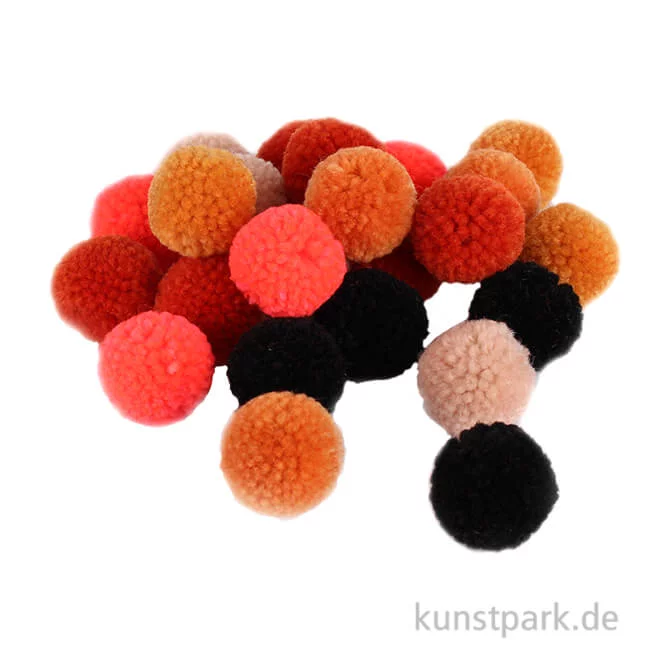 Artikelbild 1 des Artikels “Pompon Set aus Garn - Orange-Schwarz - 24 Stück “