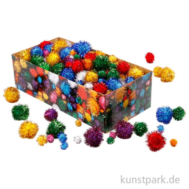 Artikelbild 1 des Artikels “Pompons-Mix Glitzer, Größe 15-40 mm, 400 Stück sortiert “
