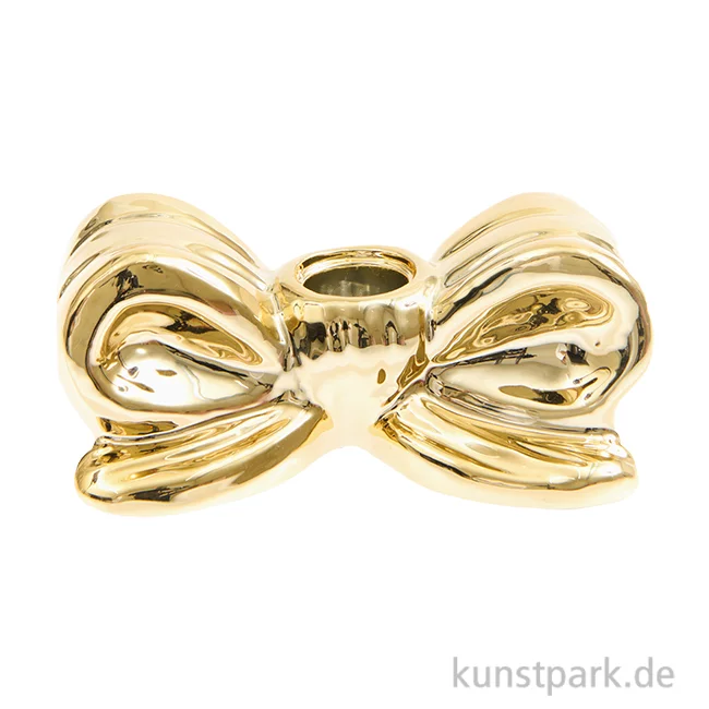 Artikelbild 1 des Artikels “Porzellan Kerzenhalter, Schleife, Gold, 5 x 12,3 x 6,3 cm “