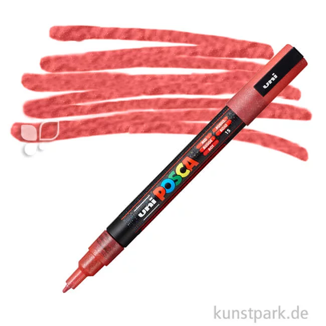 Artikelbild 1 des Artikels “POSCA Marker PC-3M - fein 0,9-1,3 mm Einzelstift | Glitter Rot“