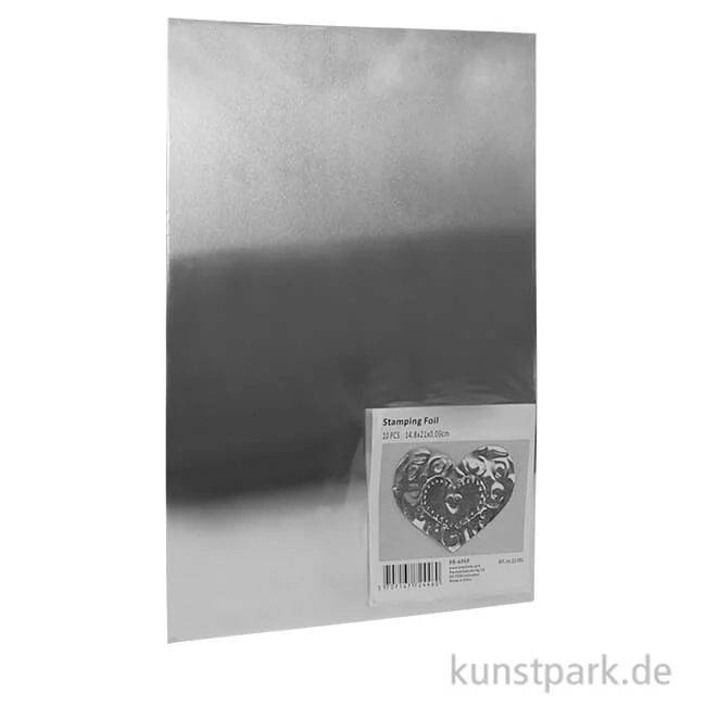 Artikelbild 1 des Artikels “Prägefolie - Aluminium, zweiseitig, 10 Blatt, 0,9 mm Dicke, 15x21 cm “