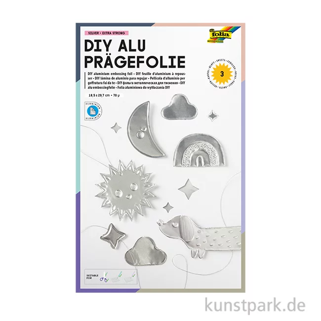 Artikelbild 1 des Artikels “folia Prägefolien, Alu, 3 Blatt, 18,5 x 29,5 cm - Silber “