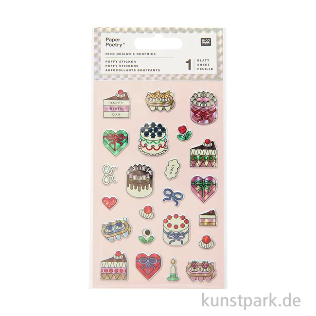 Artikelbild 1 des Artikels “Puffy Sticker - Eye Candy, Torten, Happy Birthday, 1 Bogen “