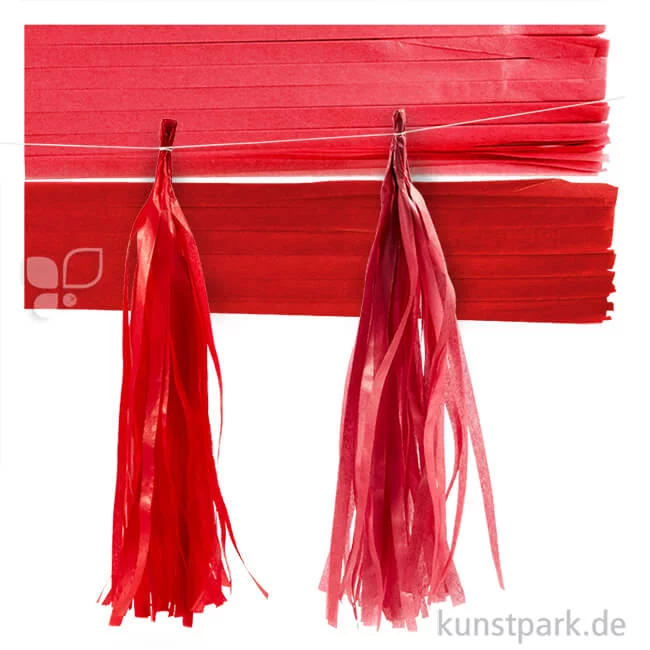 Artikelbild 1 des Artikels “Quasten aus Seidenpapier, 12 x 35 cm, 12 Stück Weinrot-Rot“