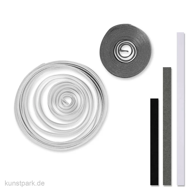 Artikelbild 1 des Artikels “Quillingstreifen - Grau-Weiß-Schwarz, 100 Stück, 0,5 x 78 cm “