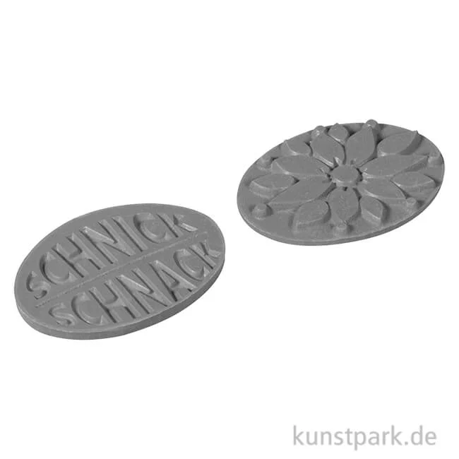 Artikelbild 1 des Artikels “Gießform Label - Schnick Schnack + Blume, 35x25 mm, 2 Stück “
