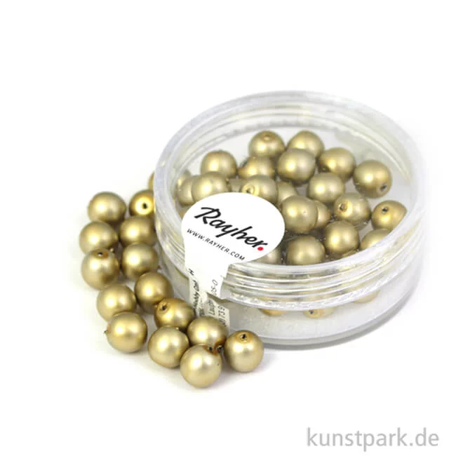 Artikelbild 1 des Artikels “Renaissance Glaswachsperlen matt - 6 mm - 45 Stück Dose | Gold“