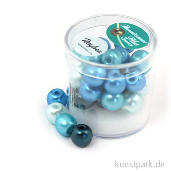 Artikelbild 1 des Artikels “Renaissance Glaswachsperlen MIX - 10 mm - 32 Stück Dose | Türkis“
