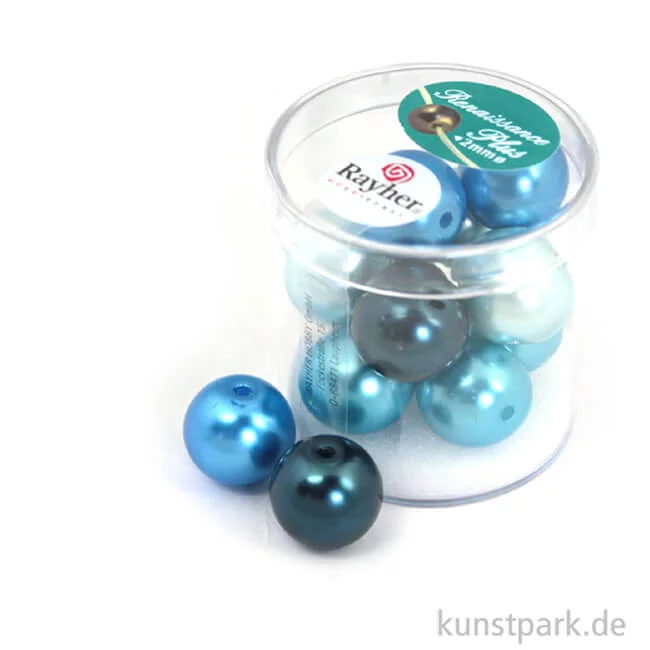 Artikelbild 1 des Artikels “Renaissance Glaswachsperlen MIX - 14 mm - 12 Stück Dose | Türkis“