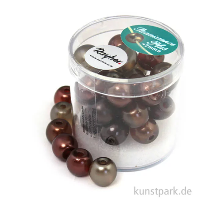 Artikelbild 1 des Artikels “Renaissance Glaswachsperlen MIX halbtransparent - 10 mm - 32 Stück Dose | Braun“
