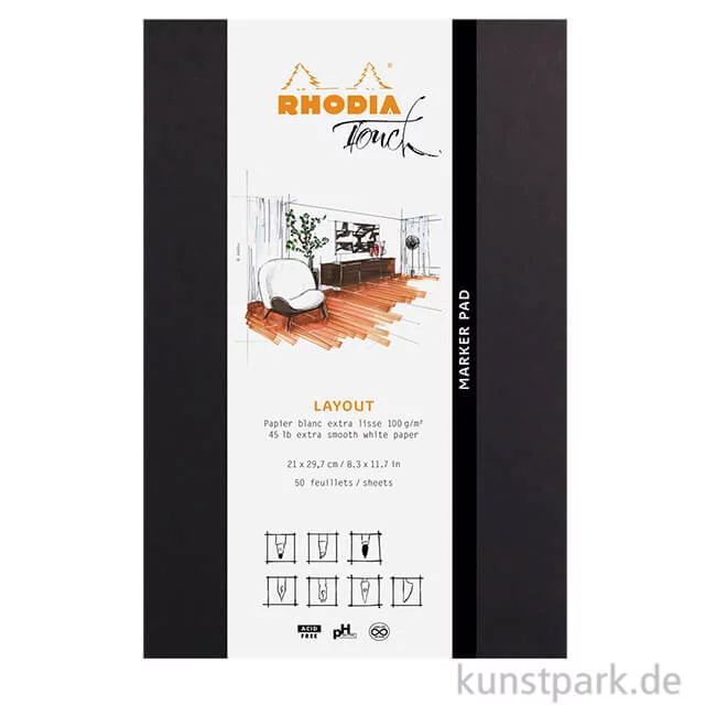Artikelbild 1 des Artikels “Rhodia Marker Pad, extra glattes Layoutpapier, 100g, 50 Blatt DIN A4+“