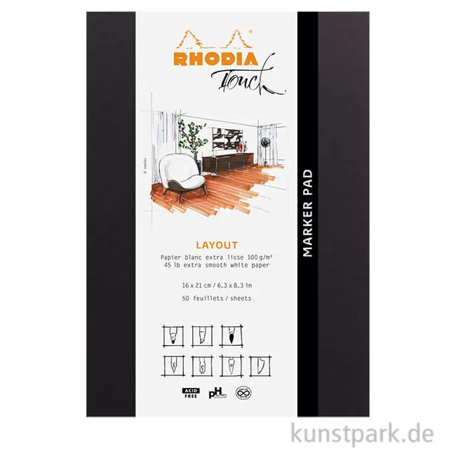 Artikelbild 1 des Artikels “Rhodia Marker Pad, extra glattes Layoutpapier, 100g, 50 Blatt “