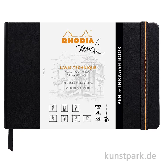 Artikelbild 1 des Artikels “Rhodia Pen & Inkwash Book, 200 g/m², 32 Blatt DIN A5 quer“