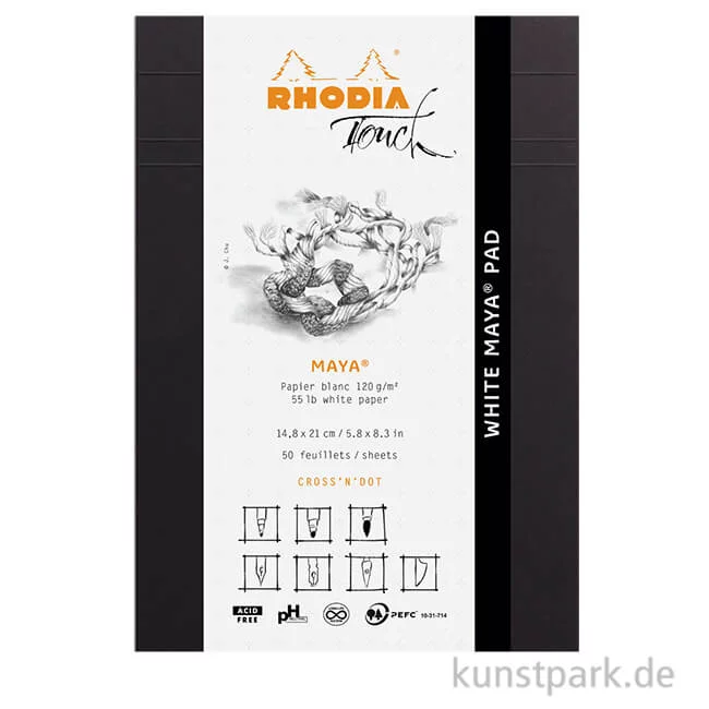 Artikelbild 1 des Artikels “Rhodia White Maya Touch Pad, Cross Dot, 120g, 50 Blatt “