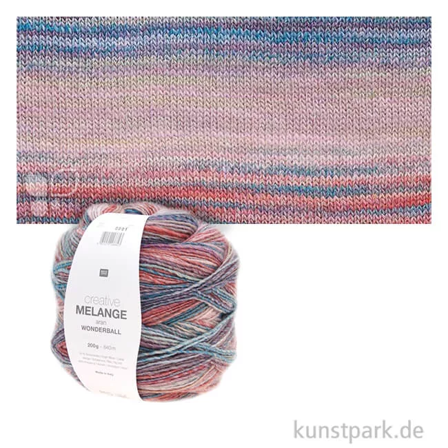 Artikelbild 1 des Artikels “Rico Garn - Creative Melange Wonderball aran, 200g, 640m Farbe | Mauve-Efeu“