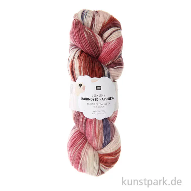 Artikelbild 1 des Artikels “Rico Luxury Hand-Dyed Happiness, 100% Wolle, 100g, 390m, Flieder-Pink “