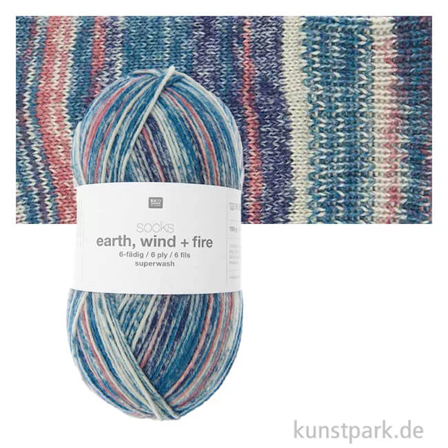 Artikelbild 1 des Artikels “Rico Sockenwolle - Earth Wind Fire 4-fädig, 100g, 400m Farbe | Aqua“