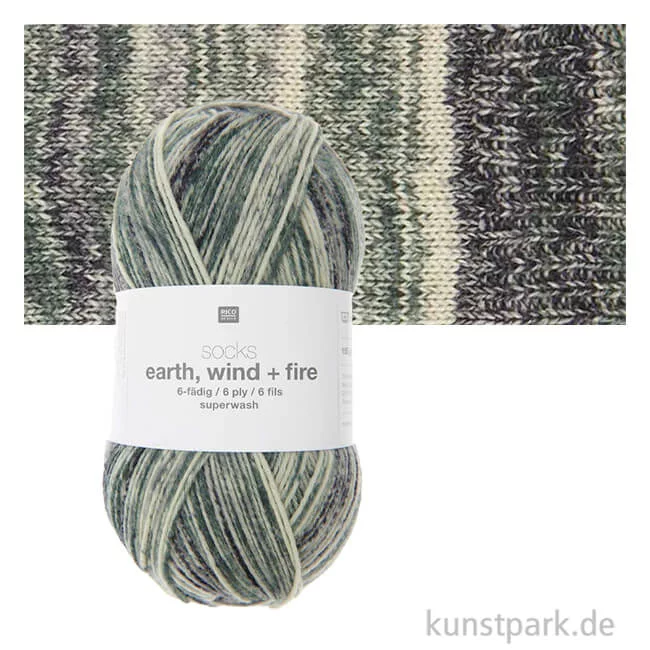 Artikelbild 1 des Artikels “Rico Sockenwolle - Earth Wind Fire 4-fädig, 100g, 400m Farbe | Forest“