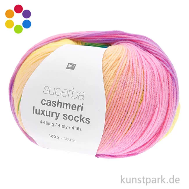 Artikelbild 1 des Artikels “Rico Sockenwolle - Superba Cashmeri Luxury Socks 4-fädig, 100g, 400m “