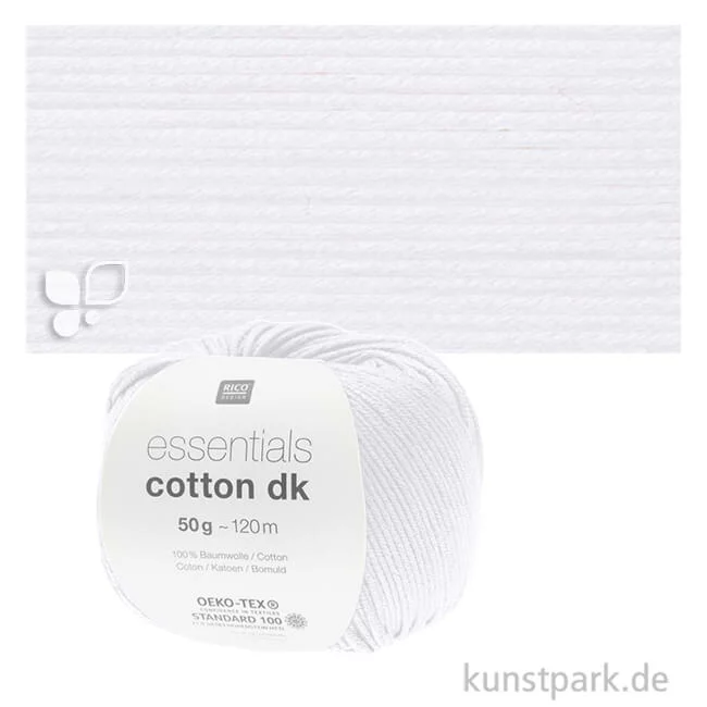 Artikelbild 1 des Artikels “Rico Wolle - Essentials Cotton dk, 100% Baumwolle, 50g, 120m Farbe | Weiß“